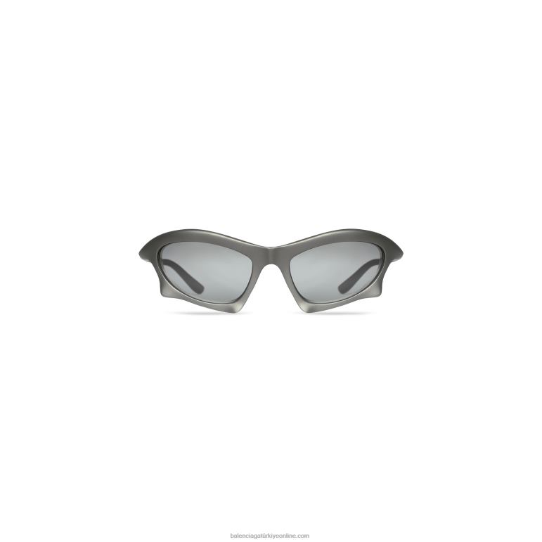 gümüş DBJ0F699 erkekler yarasa dikdörtgen güneş gözlüğü Balenciaga