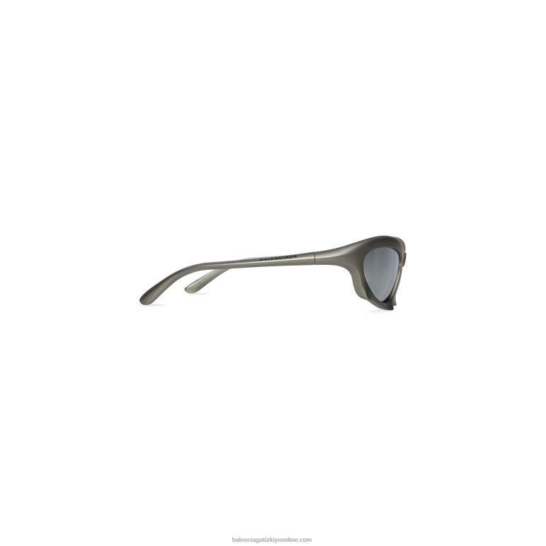 gümüş DBJ0F699 erkekler yarasa dikdörtgen güneş gözlüğü Balenciaga