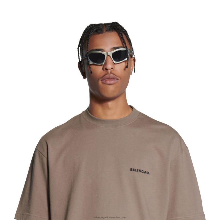 gümüş DBJ0F699 erkekler yarasa dikdörtgen güneş gözlüğü Balenciaga