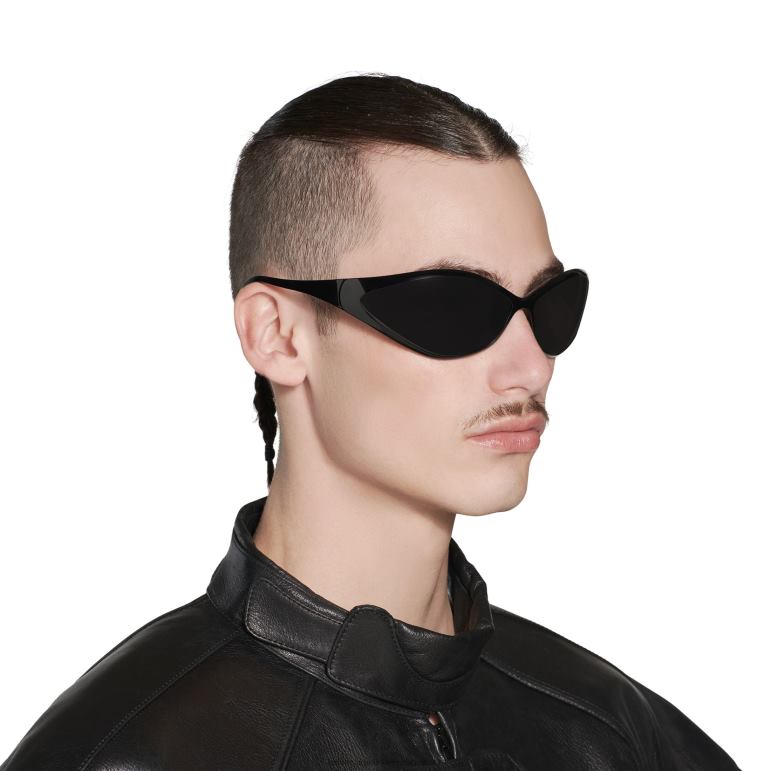siyah DBJ0F679 erkekler 90\'lar oval güneş gözlüğü Balenciaga