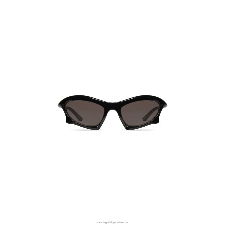 siyah DBJ0F698 erkekler yarasa dikdörtgen güneş gözlüğü Balenciaga