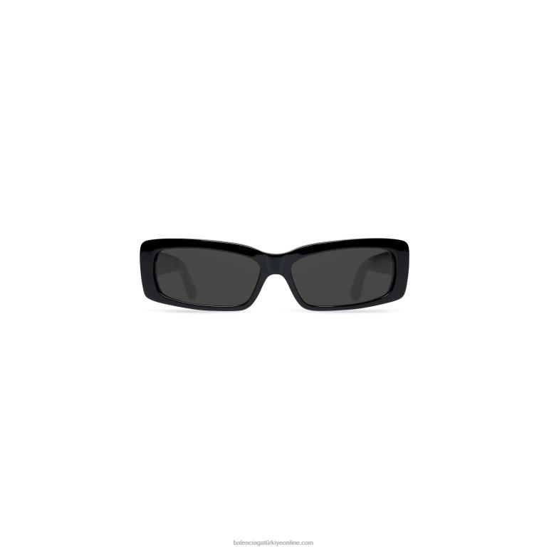 siyah DBJ0F799 erkekler büyük boy dikdörtgen güneş gözlüğü Balenciaga