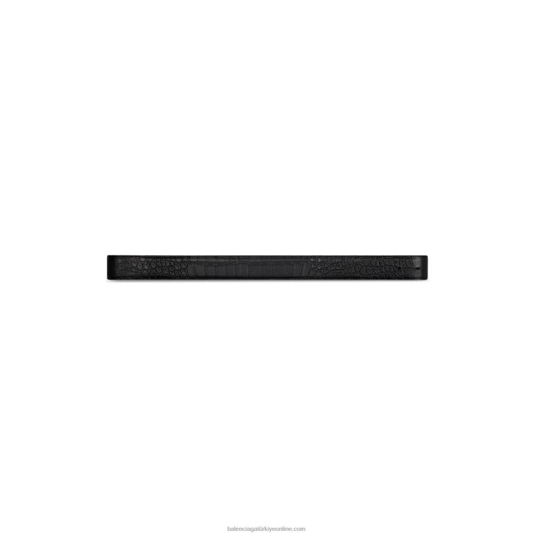 siyah DBJ0F1459 erkekler bb ters çevrilebilir kemer timsah kabartmalı Balenciaga
