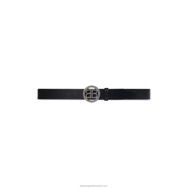 siyah DBJ0F1462 erkekler yuvarlak bb büyük kemer Balenciaga