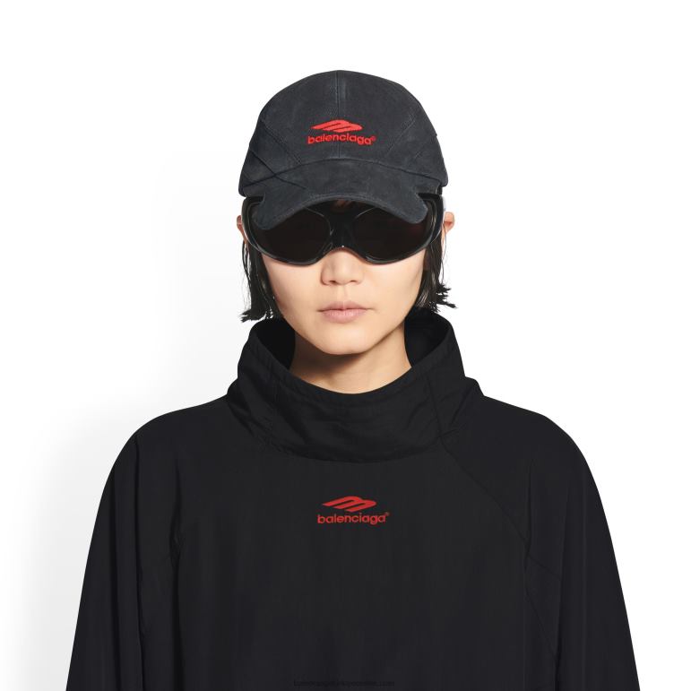 siyah DBJ0F1456 erkekler 3b spor ikonu eşofman şapkası Balenciaga