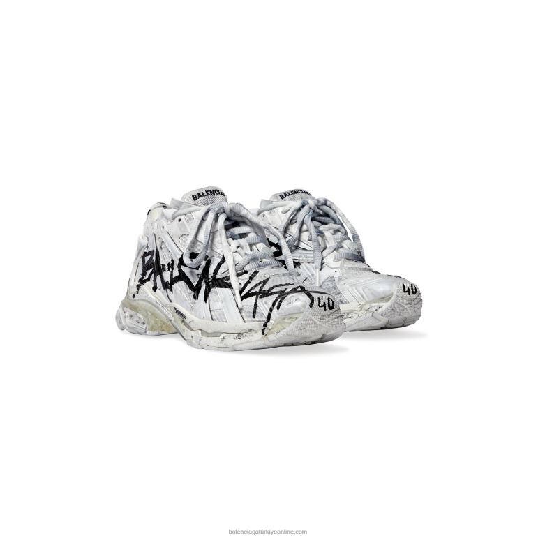 beyaz DBJ0F1174 erkek koşucu grafiti spor ayakkabı Balenciaga