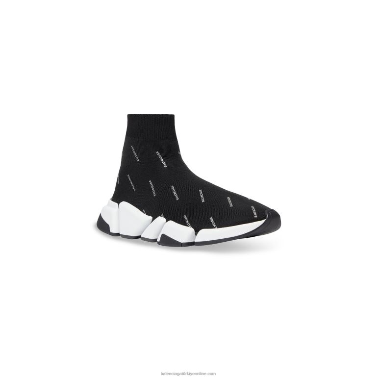 siyah DBJ0F1248 erkekler speed 2.0 geri dönüştürülmüş örgü spor ayakkabı reflektif boydan boya logo Balenciaga