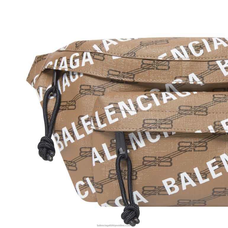 kahverengi DBJ0F1281 erkeklerin imzası orta boy bel çantası bb monogram kaplı kanvas ve boydan boya logo Balenciaga