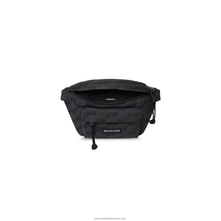 siyah DBJ0F1295 erkek imzası orta bel çantası bb monogram jakarlı kanvas Balenciaga