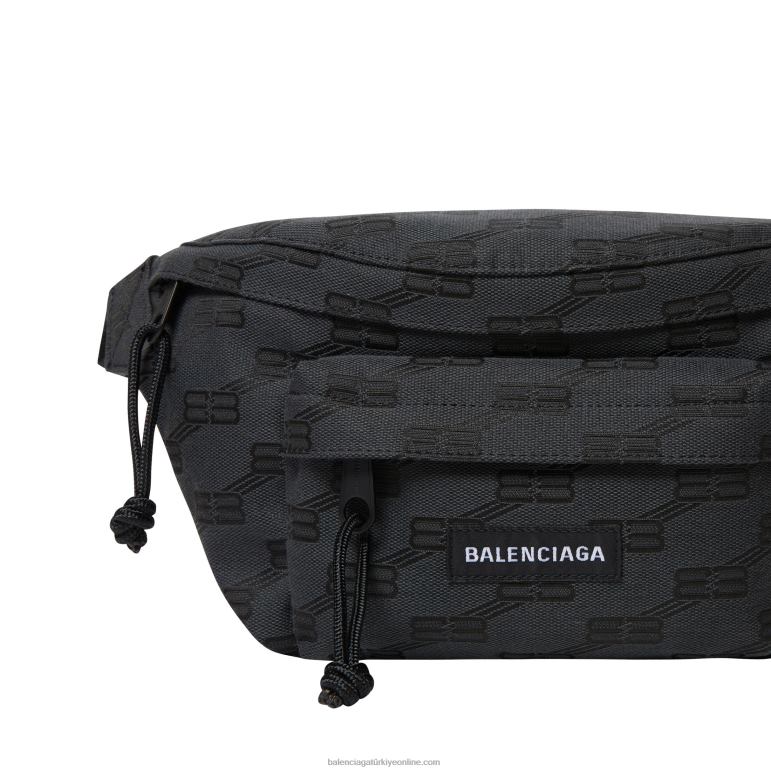 siyah DBJ0F1295 erkek imzası orta bel çantası bb monogram jakarlı kanvas Balenciaga