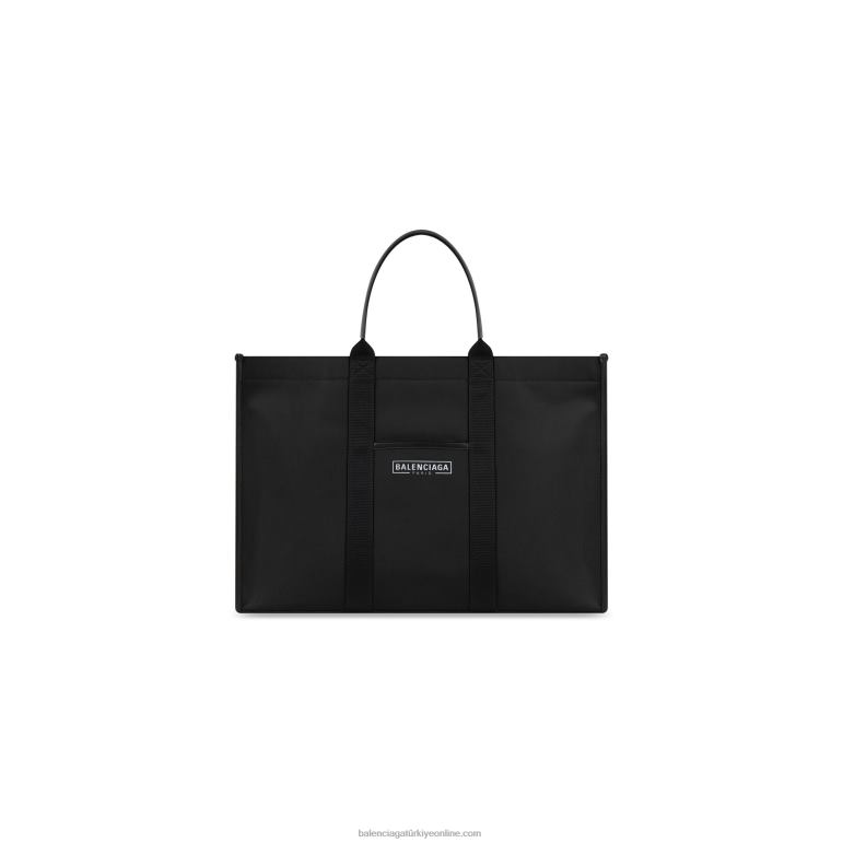 siyah DBJ0F412 erkek donanım büyük tote çanta Balenciaga