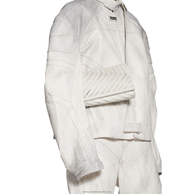 beyaz DBJ0F1301 kayış kirli efektli erkek araba kapaklı çanta Balenciaga