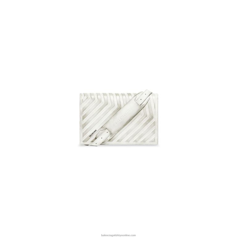beyaz DBJ0F1301 kayış kirli efektli erkek araba kapaklı çanta Balenciaga