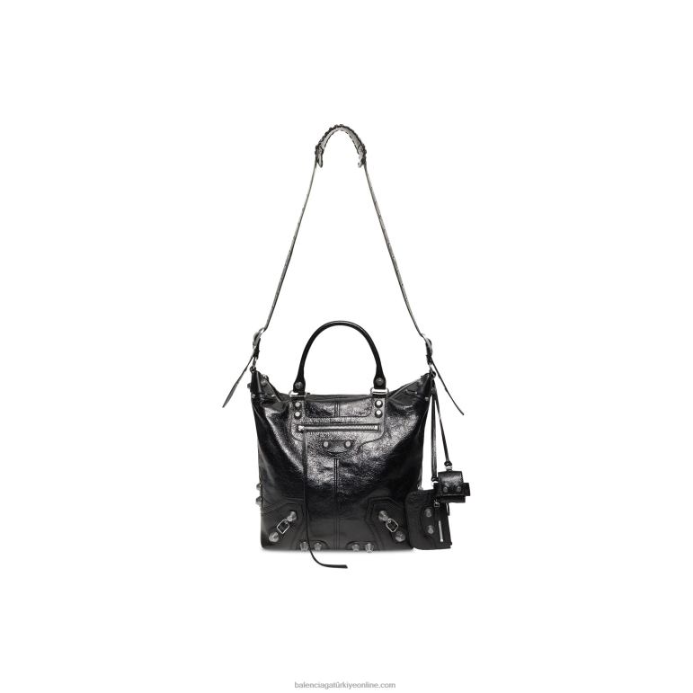 siyah DBJ0F1284 erkek le cagole orta tote çanta Balenciaga
