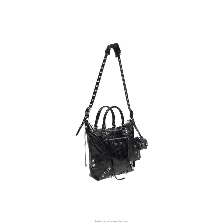siyah DBJ0F1284 erkek le cagole orta tote çanta Balenciaga