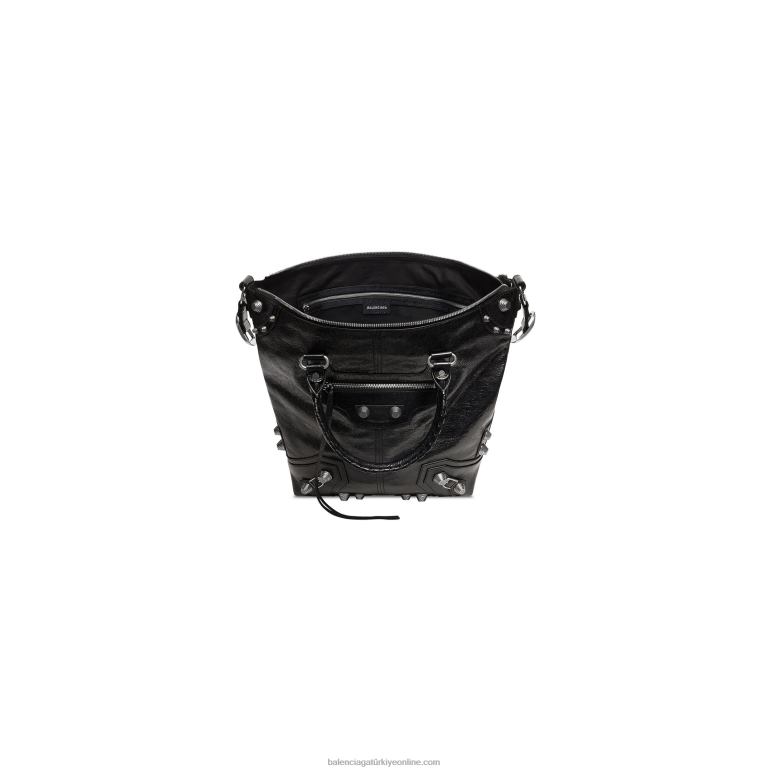 siyah DBJ0F1284 erkek le cagole orta tote çanta Balenciaga