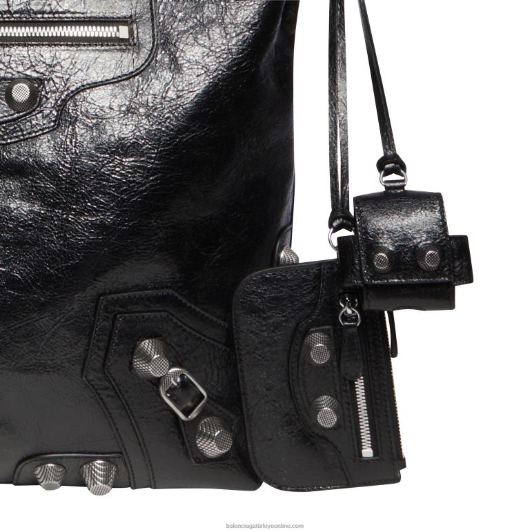 siyah DBJ0F1284 erkek le cagole orta tote çanta Balenciaga