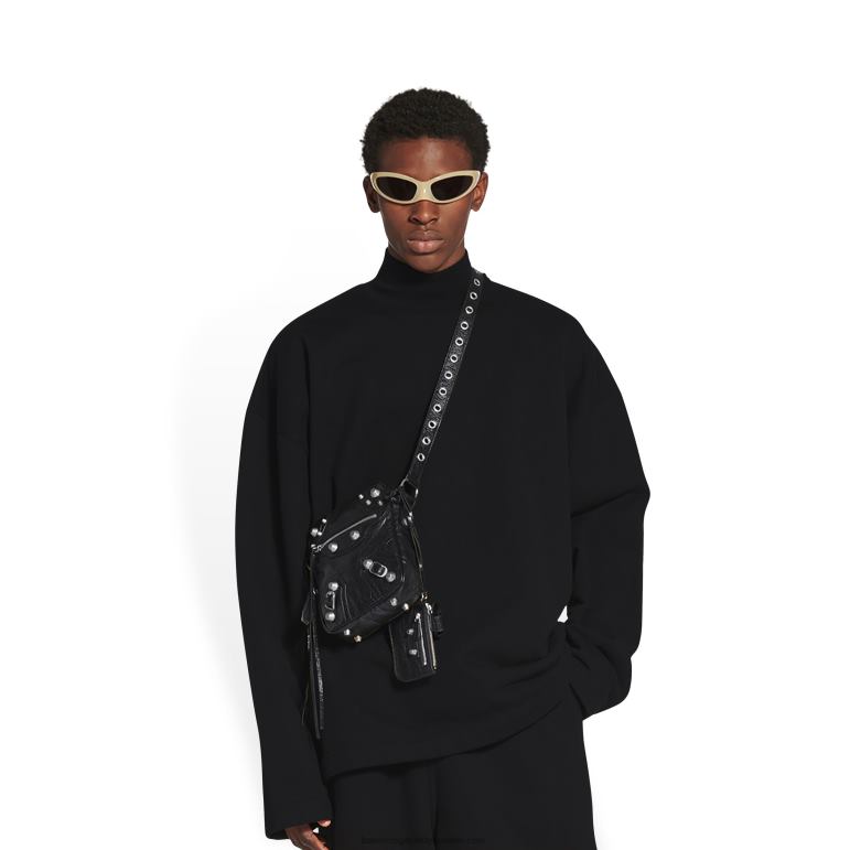 siyah DBJ0F1288 erkekler le cagole çapraz askılı çanta Balenciaga