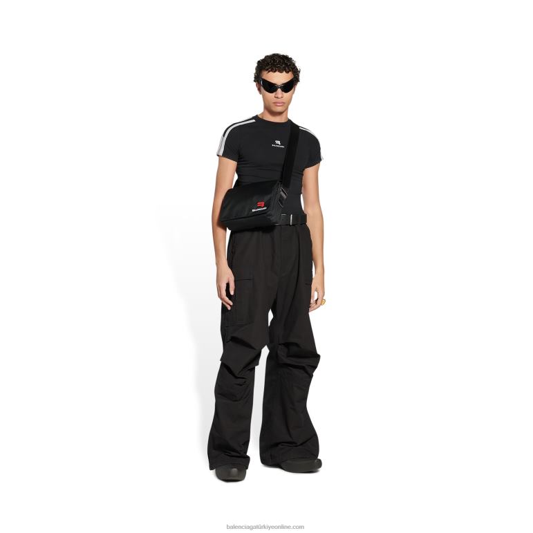 siyah DBJ0F1322 erkekler kaşif küçük işlemeli postacı çantası Balenciaga