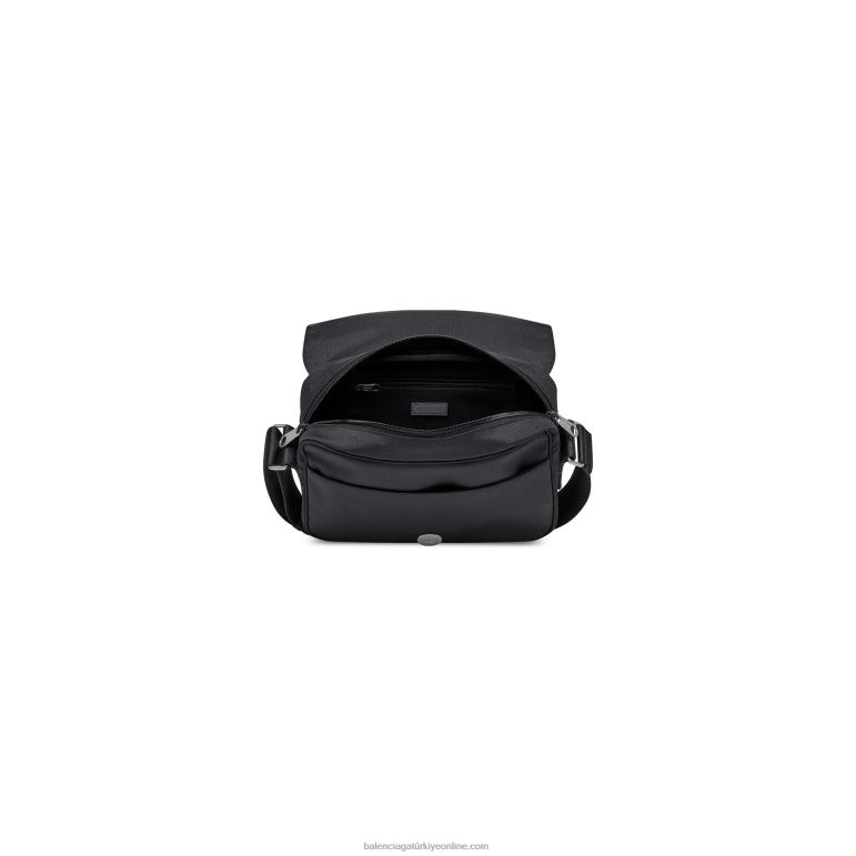 siyah DBJ0F1322 erkekler kaşif küçük işlemeli postacı çantası Balenciaga