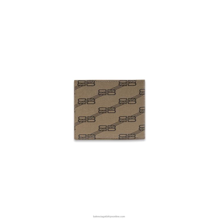 bej DBJ0F1389 erkek imza kare katlanmış cüzdan bb tuğrası kaplı tuval Balenciaga