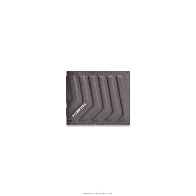 koyu gri DBJ0F1359 erkek araba kare katlanmış cüzdan Balenciaga