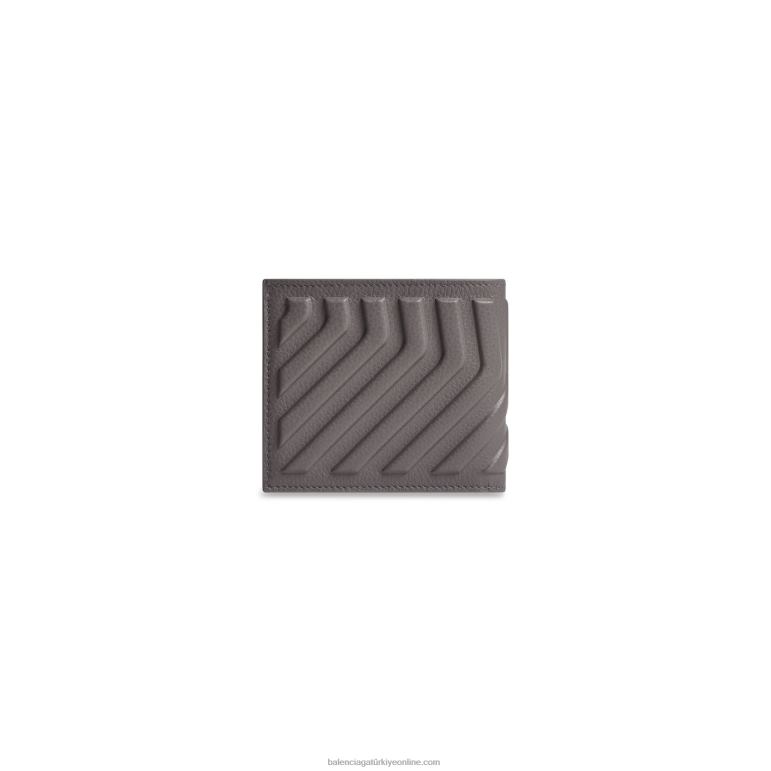 koyu gri DBJ0F1359 erkek araba kare katlanmış cüzdan Balenciaga