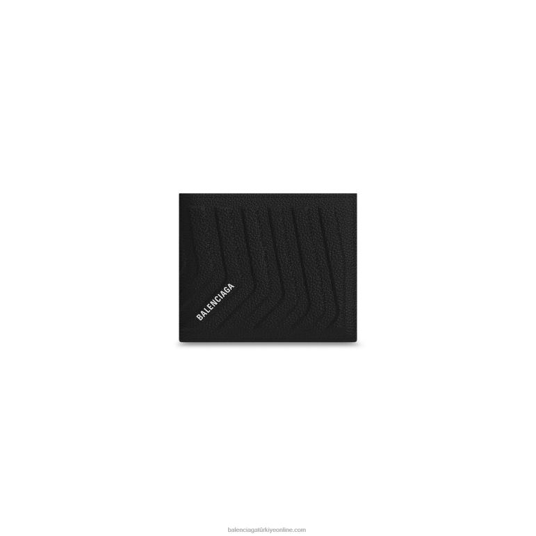 siyah DBJ0F1358 erkek araba kare katlanmış cüzdan Balenciaga