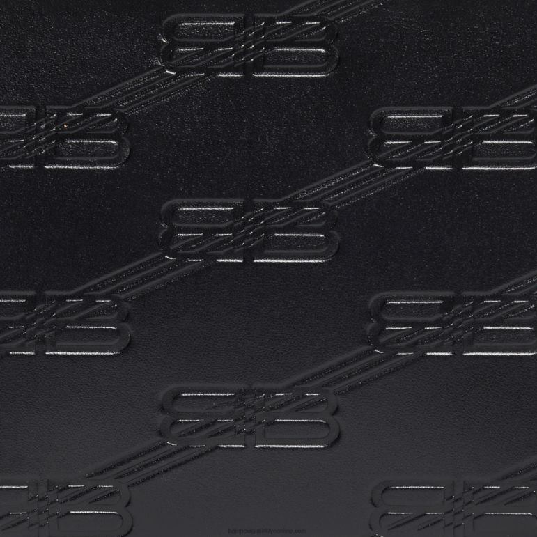 siyah DBJ0F1383 kutuda erkek kabartmalı monogram kare katlanmış cüzdan Balenciaga