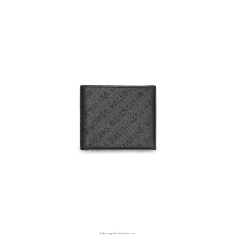 siyah DBJ0F1392 erkek nakit kare katlanmış madeni para cüzdanı Balenciaga