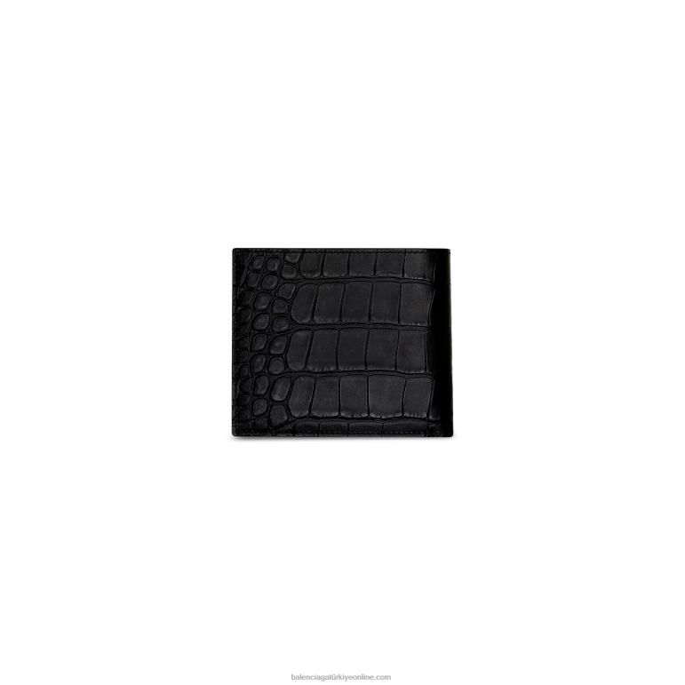 siyah DBJ0F1416 erkek nakit kare katlanmış madeni para cüzdanı Balenciaga