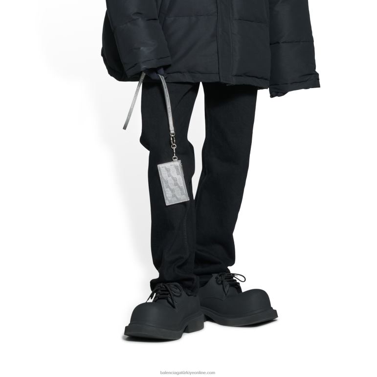 gümüş DBJ0F1403 kutuda anahtarlık üzerinde erkek kabartmalı monogram kart kutusu Balenciaga