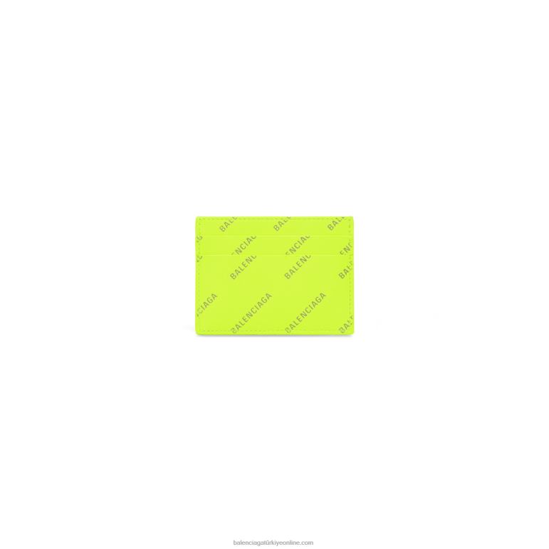grip sarısı DBJ0F1376 yansıtıcı boydan boya logolu erkek nakit kart sahibi Balenciaga