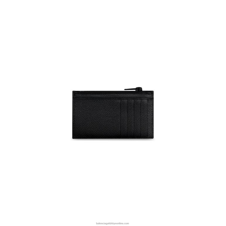 siyah DBJ0F1353 erkek araba uzun madeni para ve kart sahibi Balenciaga