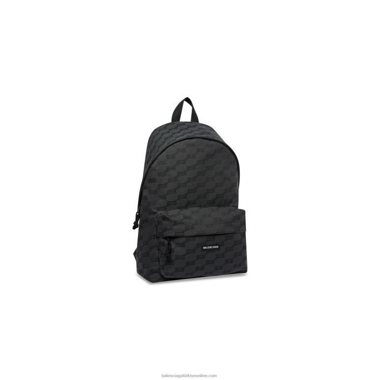 siyah DBJ0F1294 erkekler imza orta boy sırt çantası bb monogram jakarlı kanvas Balenciaga