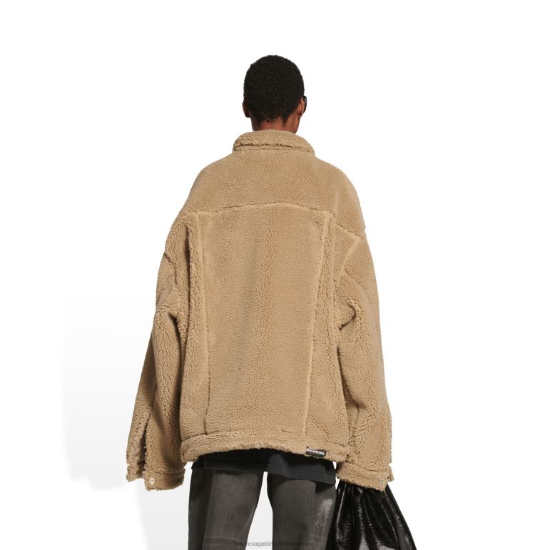 Koyu bej DBJ0F941 erkek polar büyük boy ceket Balenciaga
