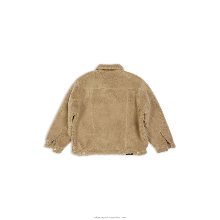 Koyu bej DBJ0F941 erkek polar büyük boy ceket Balenciaga