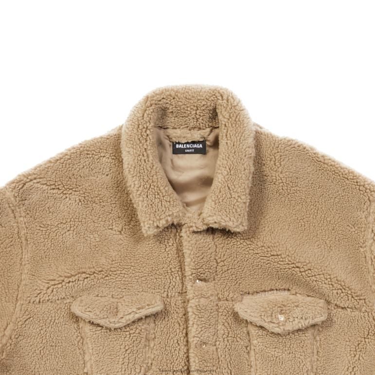 Koyu bej DBJ0F941 erkek polar büyük boy ceket Balenciaga