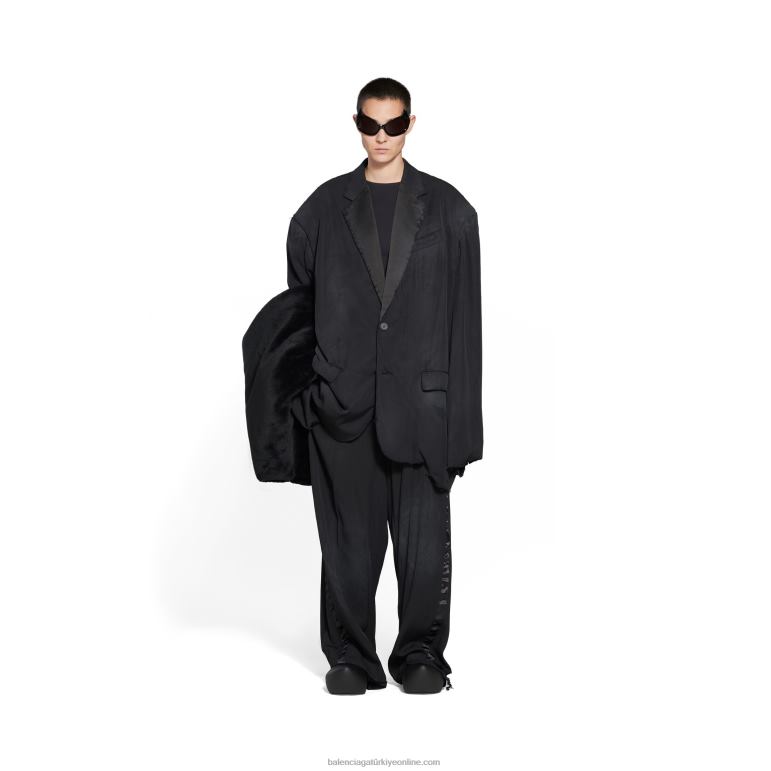 gümüş/siyah DBJ0F65 erkekler patenci smokin ceket Balenciaga