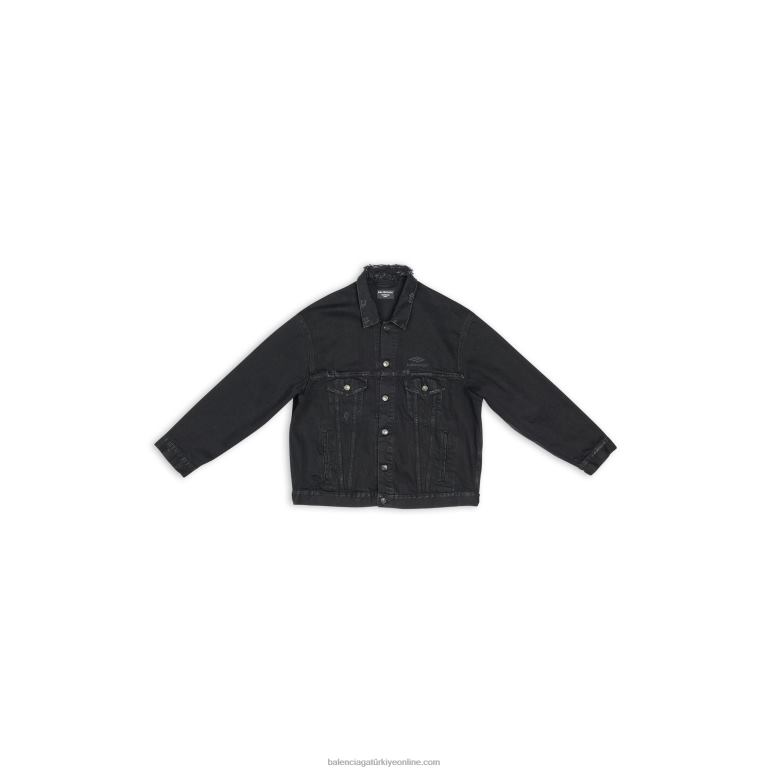 siyah DBJ0F1143 erkek 3b spor ikonu geniş kesim ceket Balenciaga