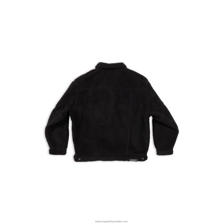 siyah DBJ0F940 erkek polar büyük boy ceket Balenciaga