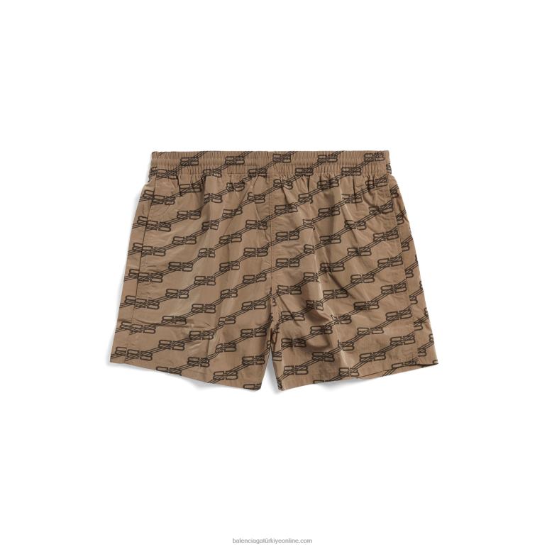 bej DBJ0F900 kadın bb monogram yüzme şortu Balenciaga