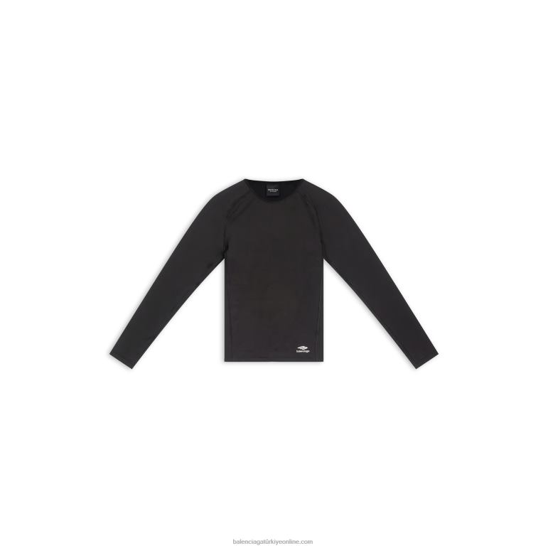 siyah DBJ0F1156 erkekler 3b spor ikonu bisiklet yaka uzun kollu atletik üst Balenciaga