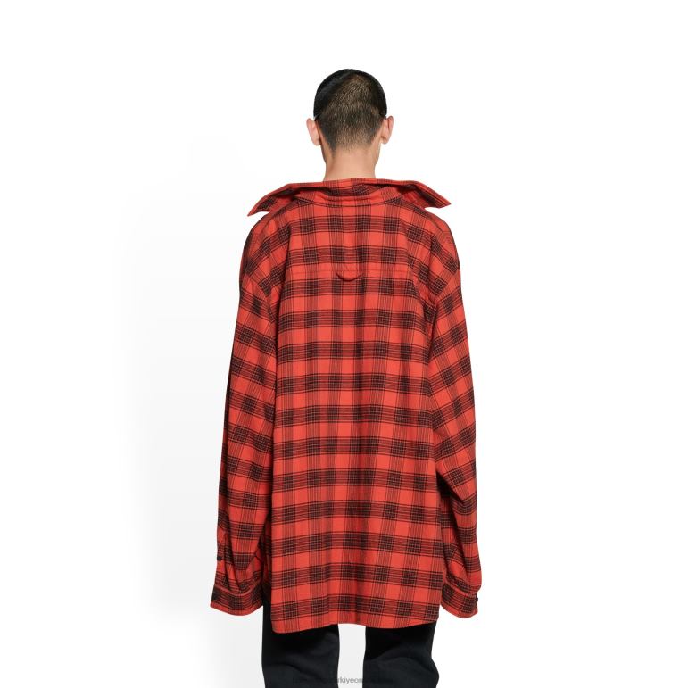 kırmızı DBJ0F1069 erkekler trompe l\'oeil gömlek büyük boy Balenciaga