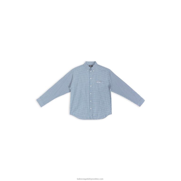 mavi DBJ0F1155 erkekler büyük fit gömlek Balenciaga