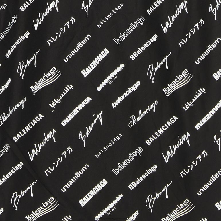 siyah DBJ0F1098 erkek logomania her yerinde gömlek geniş kesim Balenciaga