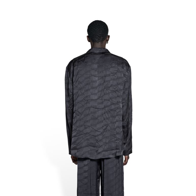 siyah DBJ0F988 erkekler bb tuğrası minimal gömlek Balenciaga