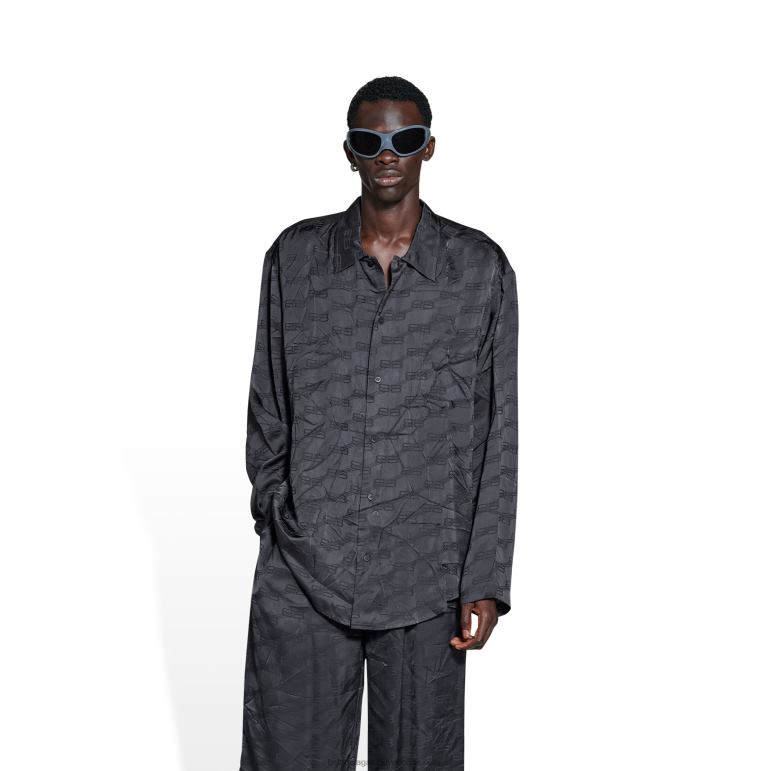 siyah DBJ0F988 erkekler bb tuğrası minimal gömlek Balenciaga