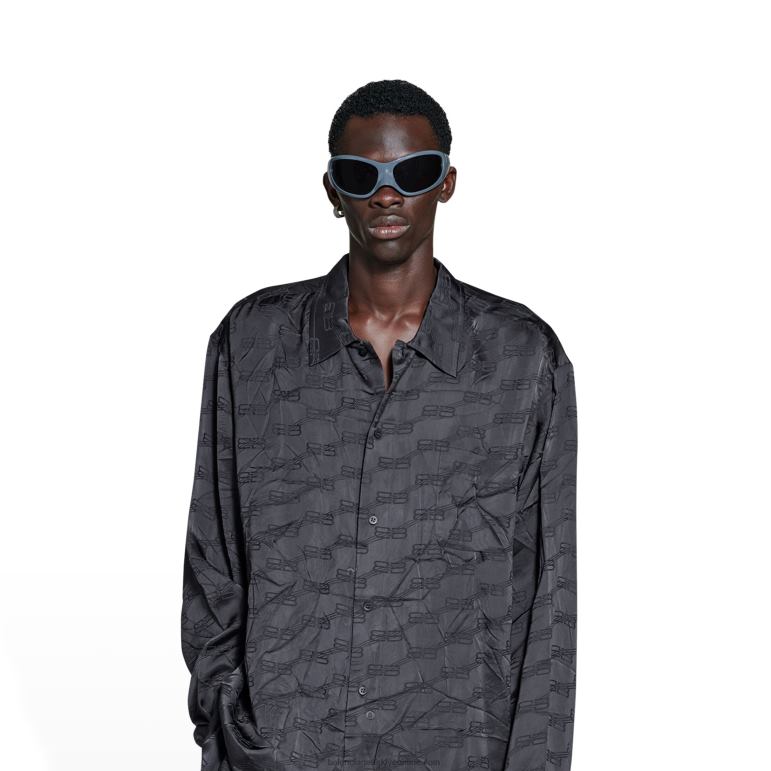 siyah DBJ0F988 erkekler bb tuğrası minimal gömlek Balenciaga