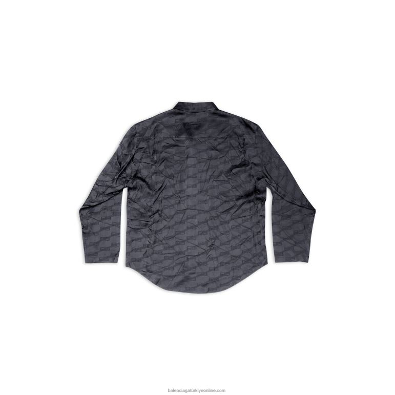 siyah DBJ0F988 erkekler bb tuğrası minimal gömlek Balenciaga